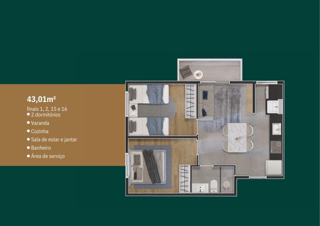 Planta 43m - Green Park Residence Diadema