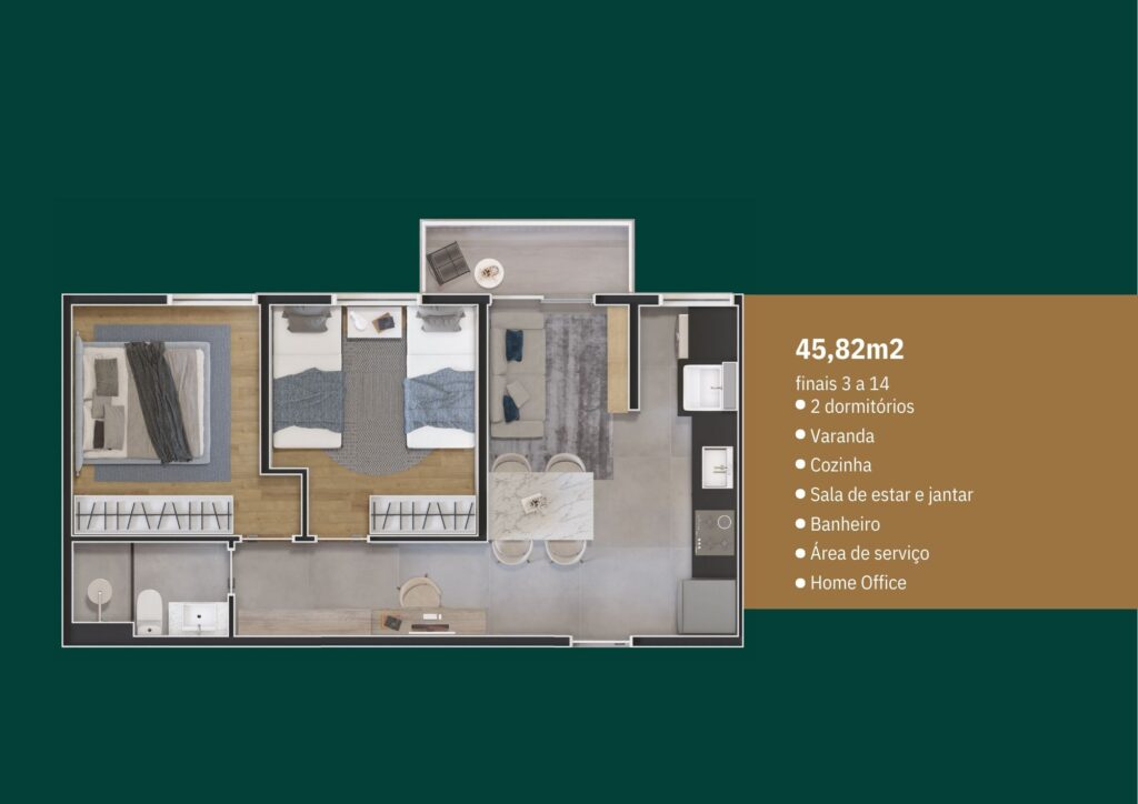 Planta 45m - Green Park Residence Diadema
